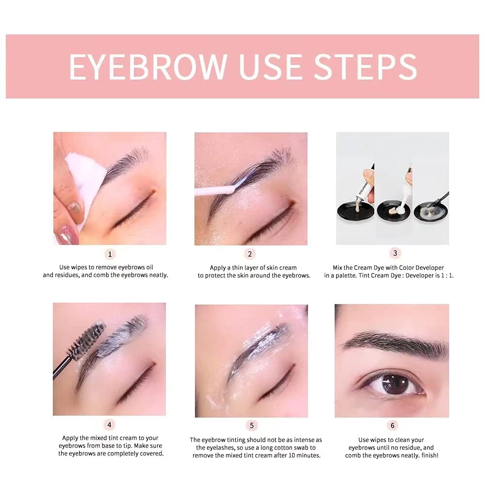 2 in 1 Tint Kit, Professional Semi-Permanent Eyelash & Eyebrow Kit, Lasting for 6 Weeks DIY Hair Dying for Salon Home Use 7ml - Evique