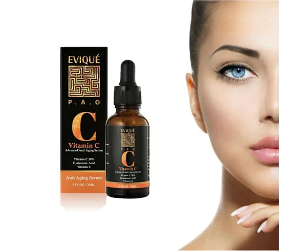 Evique Pure Vitamin C Serum with Hyaluronic Acid | Skin Brightening Serum for Face with 20% Vitamin C |Collagen Boost | 1 x 30ml - Evique