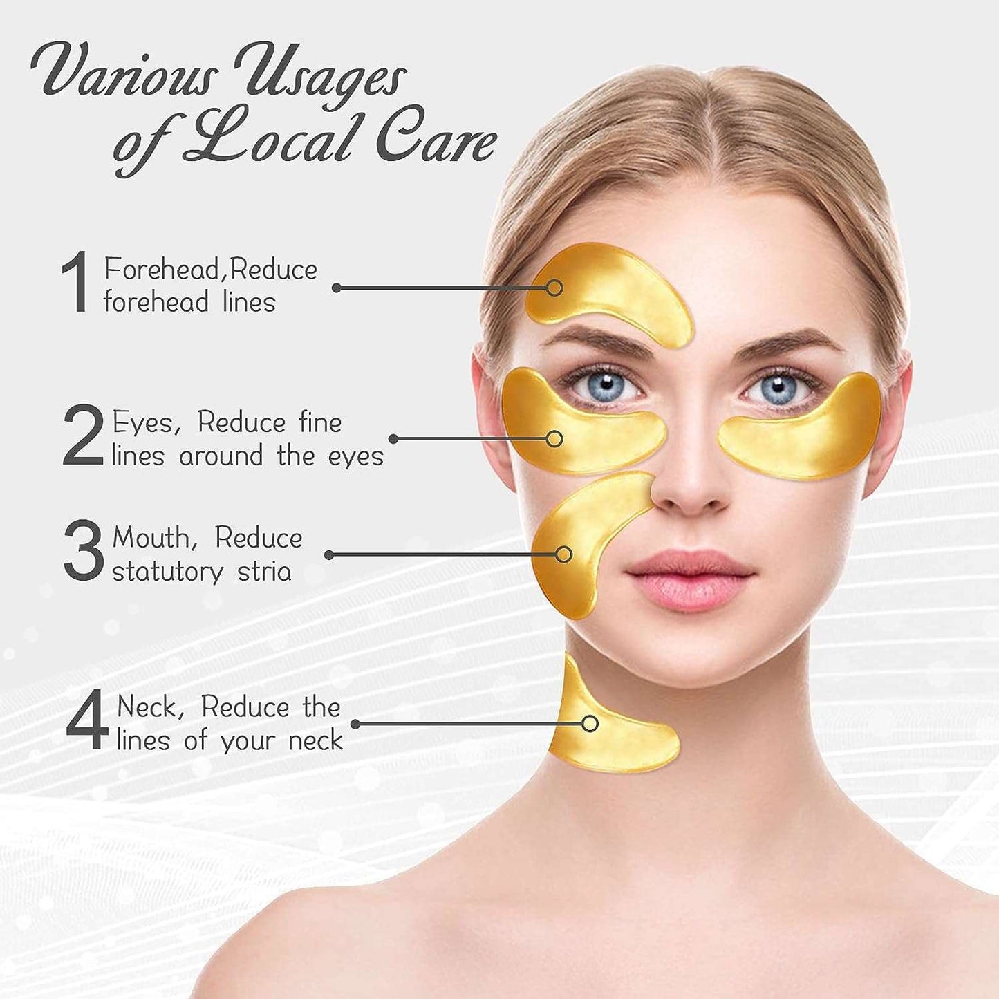 30 Pairs 24K Gold Collagen Eye Pads,Crystal Under Eye Mask for Moisturizing,Reducing Fine Lines, Dark Circles & Puffy Eyes Under Eye Patch for Women or Men - Evique