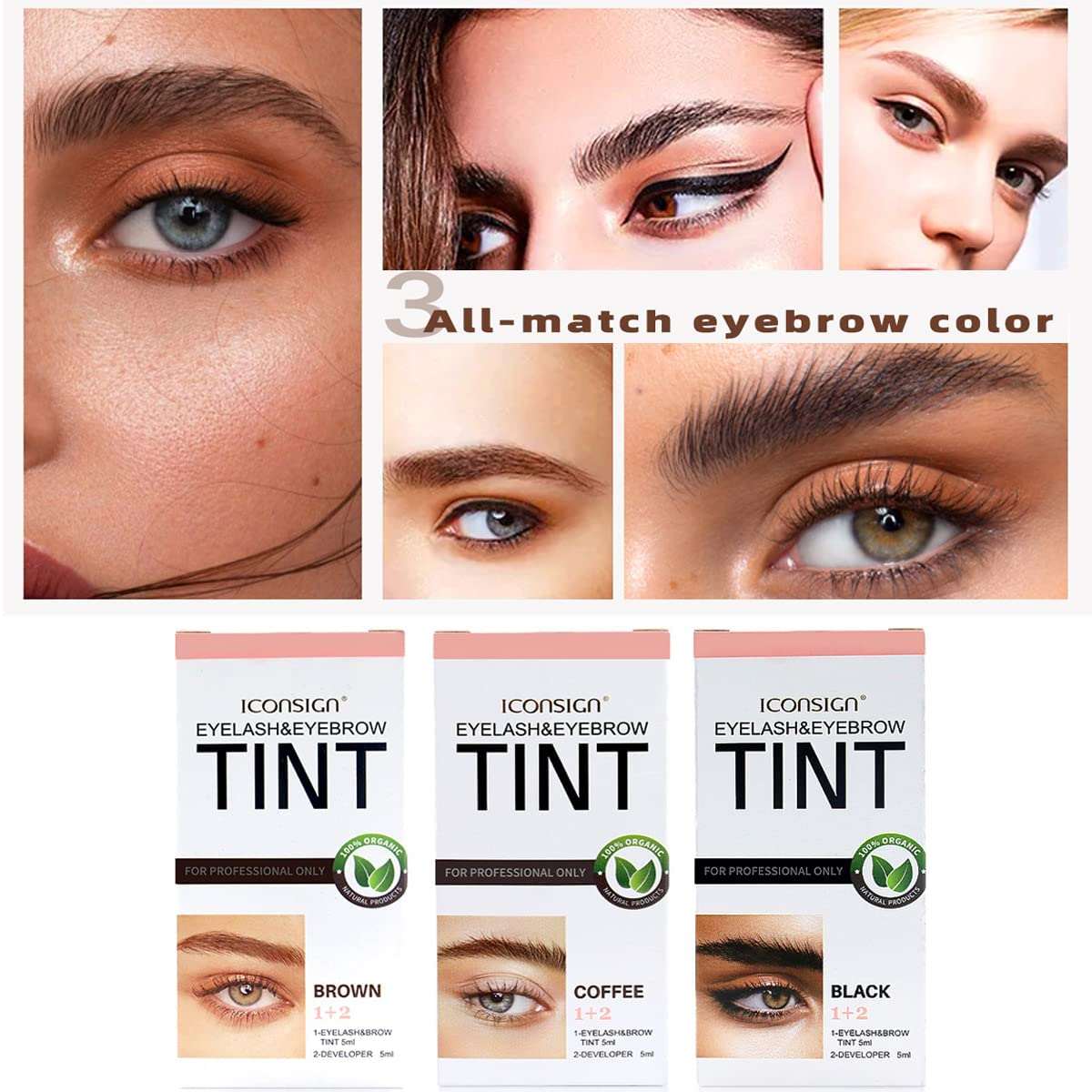 2 in 1 Tint Kit, Professional Semi-Permanent Eyelash & Eyebrow Kit, Lasting for 6 Weeks DIY Hair Dying for Salon Home Use 7ml - Evique