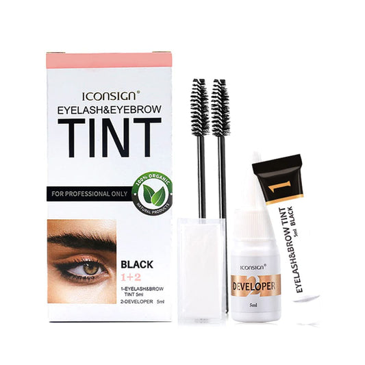 2 in 1 Tint Kit, Professional Semi-Permanent Eyelash & Eyebrow Kit, Lasting for 6 Weeks DIY Hair Dying for Salon Home Use 7ml - Evique