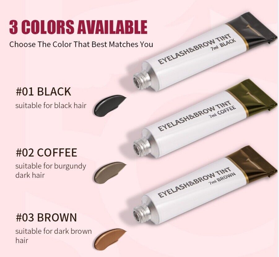2 in 1 Tint Kit, Professional Semi-Permanent Eyelash & Eyebrow Kit, Lasting for 6 Weeks DIY Hair Dying for Salon Home Use 7ml - Evique