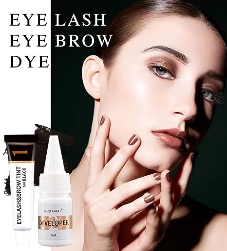 2 in 1 Tint Kit, Professional Semi-Permanent Eyelash & Eyebrow Kit, Lasting for 6 Weeks DIY Hair Dying for Salon Home Use 7ml - Evique