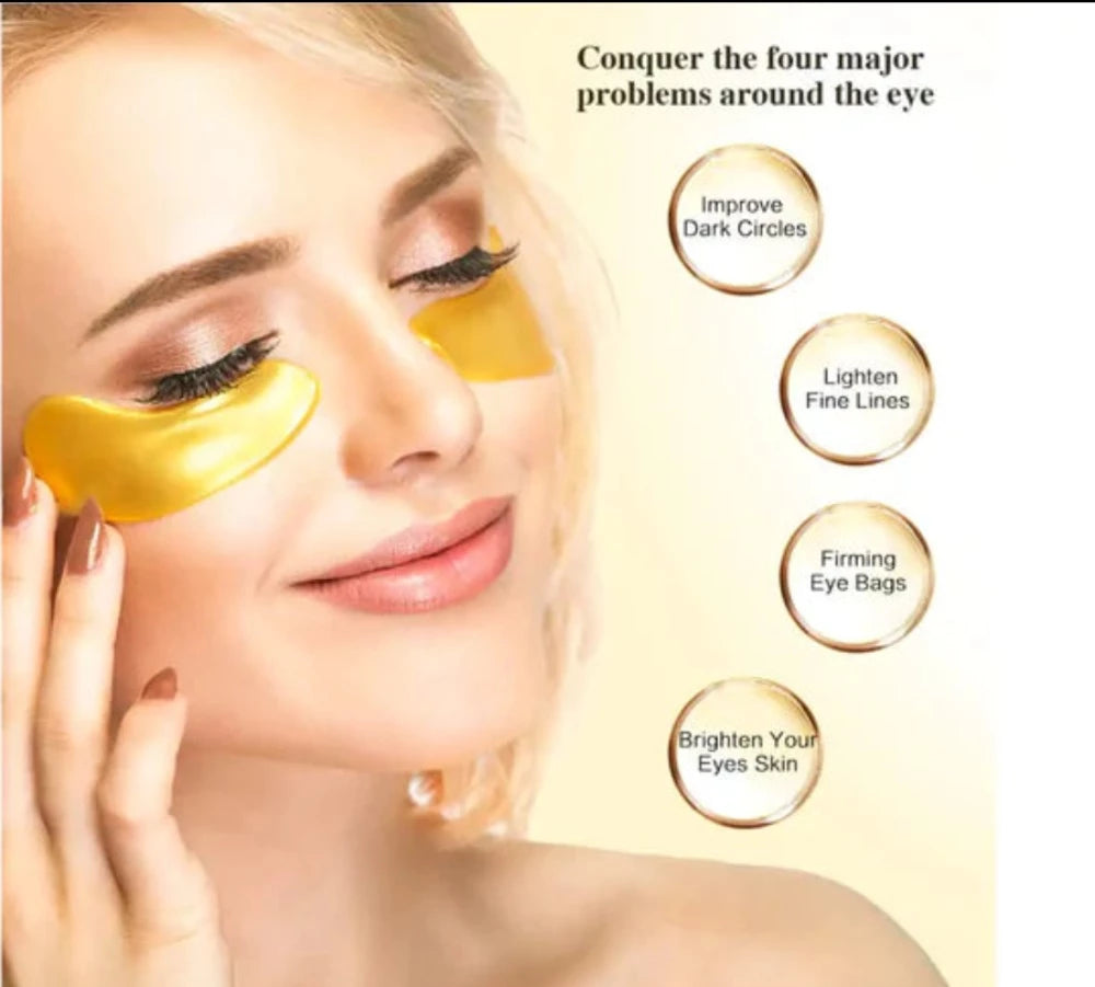 Evique 24k Gold Collagen eye mask Natural Under Eye Gel Patches - Anti-ageing Reduce Puffiness Dark Circles & Wrinkles - Evique