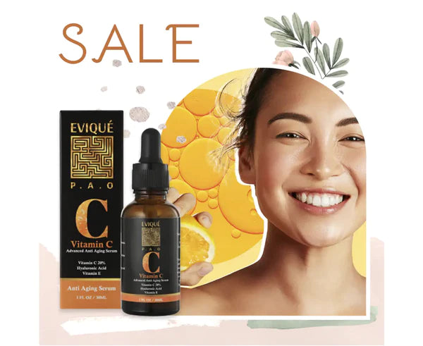 Evique Pure Vitamin C Serum with Hyaluronic Acid | Skin Brightening Serum for Face with 20% Vitamin C |Collagen Boost | 1 x 30ml - Evique