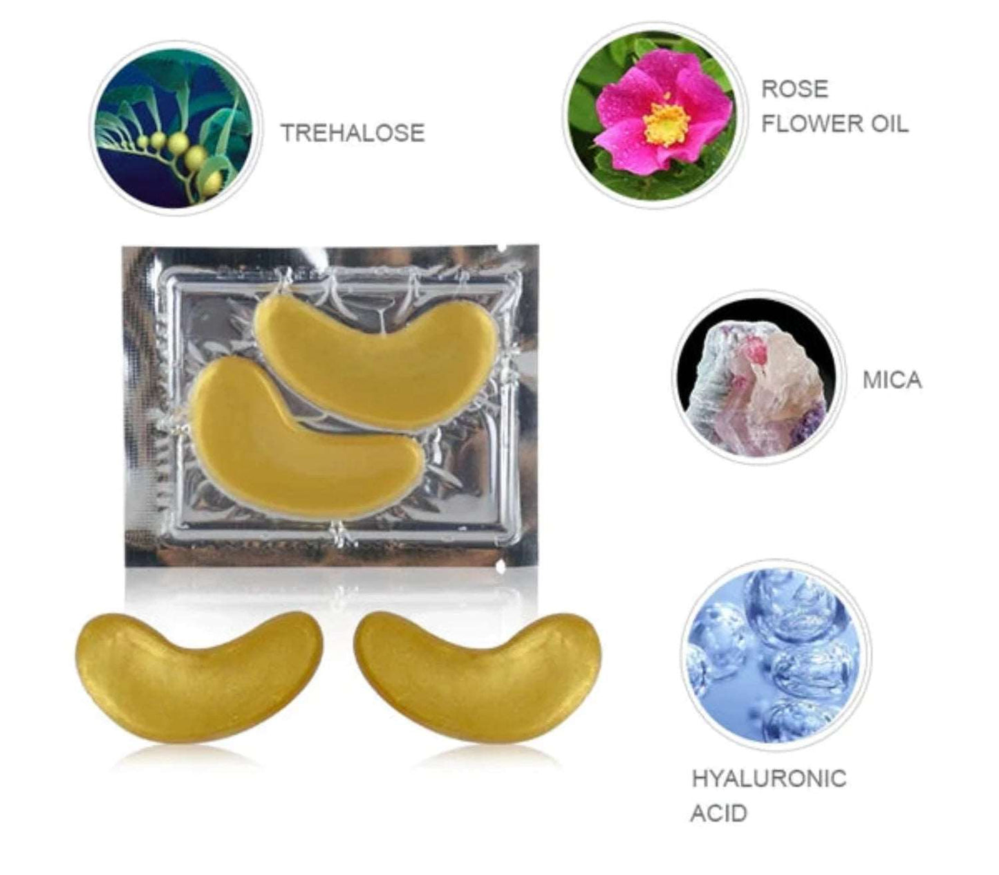 Evique 24k Gold Collagen eye mask Natural Under Eye Gel Patches - Anti-ageing Reduce Puffiness Dark Circles & Wrinkles - Evique