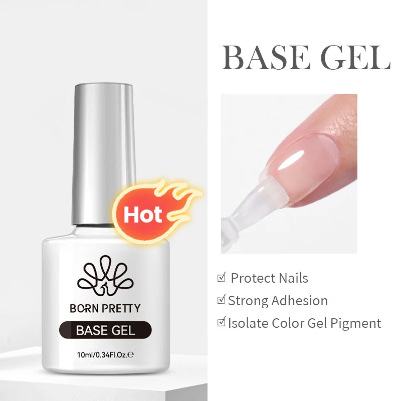 BORN PRETTY Clear Base & Top Coat Gel 10ml – UV/LED Long Wear - Evique