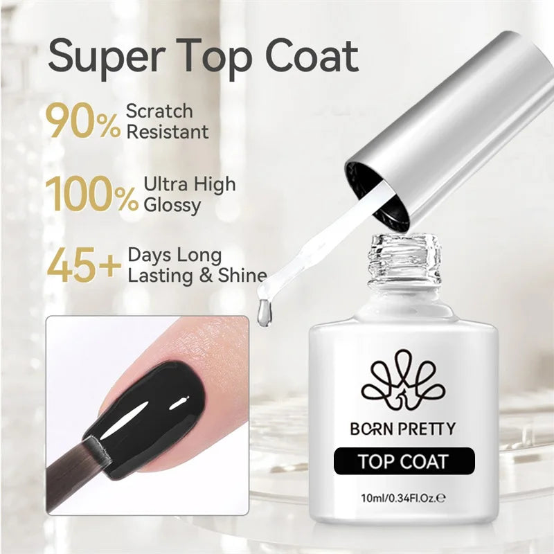 BORN PRETTY Clear Base & Top Coat Gel 10ml – UV/LED Long Wear - Evique