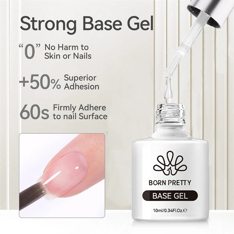 BORN PRETTY Clear Base & Top Coat Gel 10ml – UV/LED Long Wear - Evique